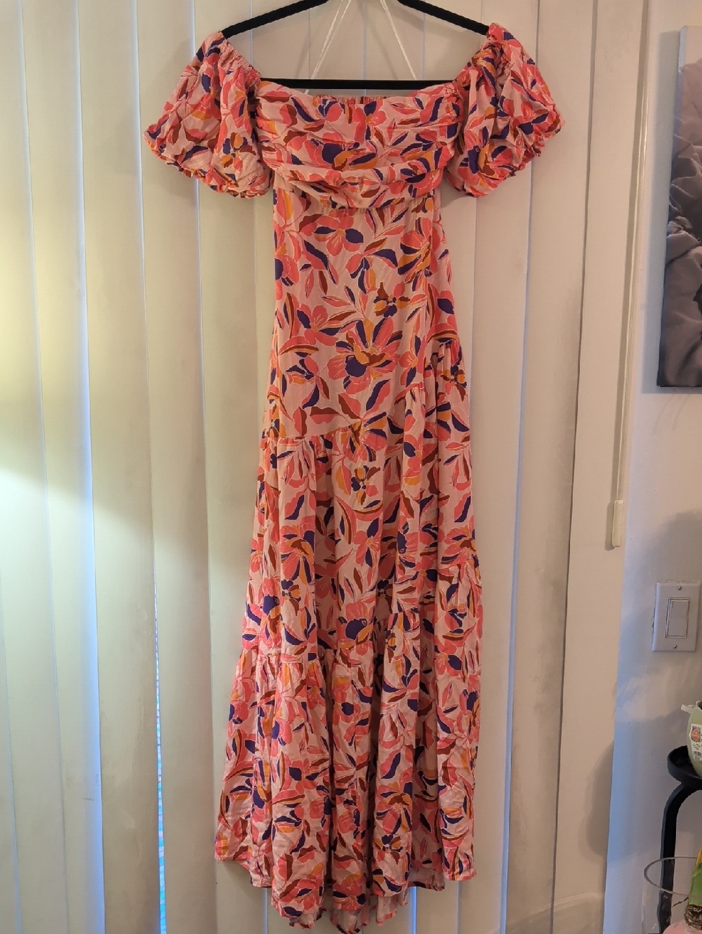 Fortunate Son Floral Off-Shoulder Maxi Dress in Pink, medium
